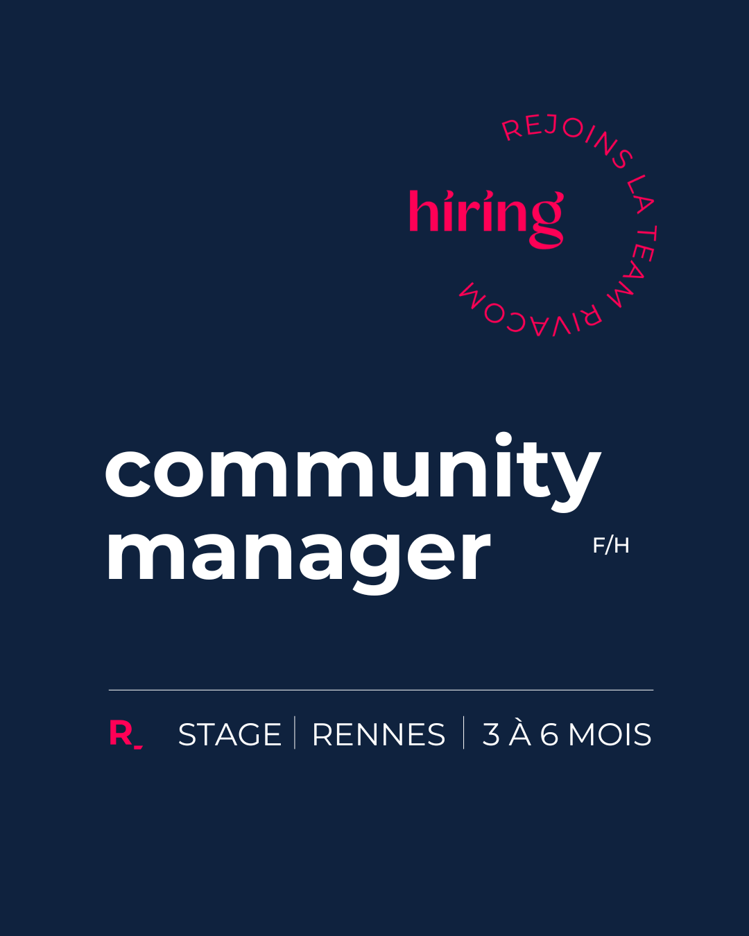 Lire la suite à propos de l’article Rivacom recrute un Community manager en stage à Rennes (H/F)